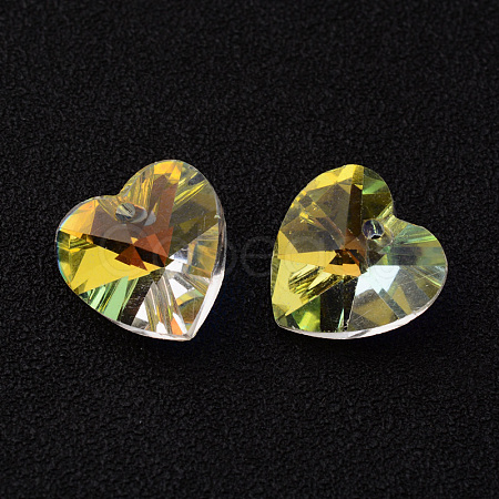 Heart Faceted K9 Glass Charms EGLA-O006-01B-1