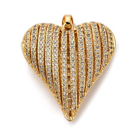 Brass Micro Pave Clear Cubic Zirconia Pendants KK-U076-19G-1