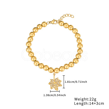 304 Stainless Steel Crystal Rhinestone Ball Beaded Bracelets with Pendants DM8226-2-1