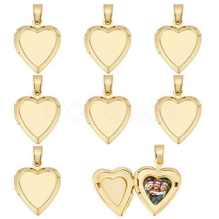 8Pcs Brass Locket Pendants KK-ME0001-61-1