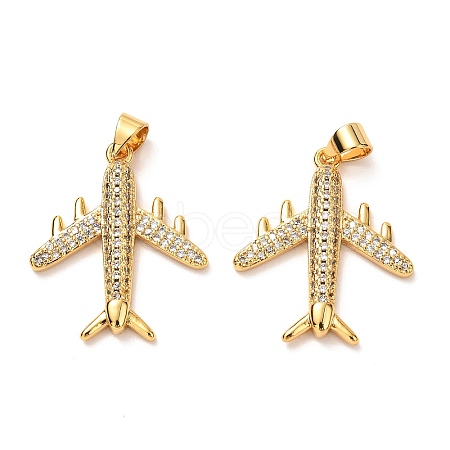 5Pcs Brass Micro Pave Clear Cubic Zirconia Pendants KK-SZ0005-80-1
