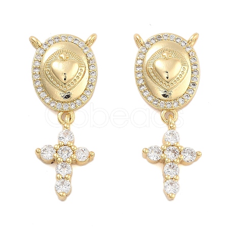 Brass Pave Cubic Zirconia Pendants KK-U009-09F-G-1