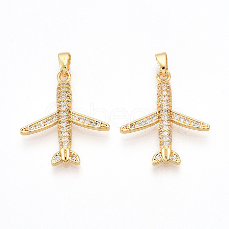 Brass Micro Pave Cubic Zirconia Pendants X-KK-T070-83G-1