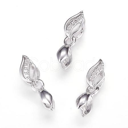 Long-Lasting Plated Brass Micro Pave Cubic Zirconia Ice Pick Pinch Bails ZIRC-F063-03P-1