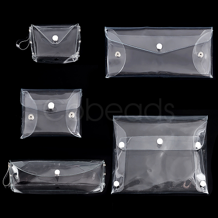 5Pcs 5 Styles Rectangle Transparent PVC Cosmetic Pouches AJEW-FG0004-33-1