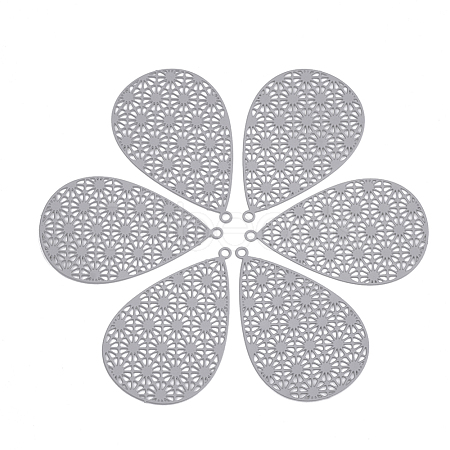 430 Stainless Steel Filigree Pendants X-STAS-S108-25A-01-1