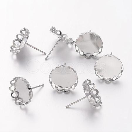 Brass Bezel Stud Earring Settings X-KK-I003-P-NF-1