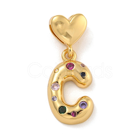 Brass Micro Pave Colorful Cubic Zirconia Pendants KK-P281-01G-C-1