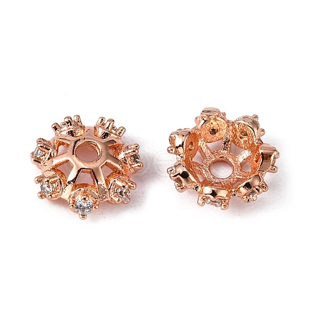 Brass Micro Pave Cubic Zirconia Bead Caps KK-K180-09RG-1