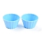 Mini Plastic Simulated Egg Tart Cup, Miniature Landscape Kitchen Model Dollhouse Accessories Decorations, Light Sky Blue, 37x21mm