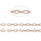 Ion Plating(IP) 304 Stainless Steel Cable Chains, Diamond Cut Chains, Soldered, Faceted, with Spool, Oval, Rose Gold, 1.5x1x0.3mm, about 32.8 Feet(10m)/roll