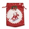 Christmas Theme Rectangle Cloth Bags with Jute Cord,  Drawstring Pouches, for Gift Wrapping, Snowman, 19x16x0.6cm