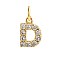 Brass Cubic Zirconia Pendants with Jump Rings, Real 18K Gold Plated, Letter D, 13.5x8.9x2.2mm, Hole: 2.8mm