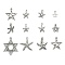 Tibetan Style Alloy Pendants, Star, Antique Silver, 15~36x12~36x1.5~3mm, Hole: 2~4mm