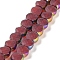 Electroplate Frosted Glass Beads Strands, Rainbow Plated Edge Beads , Faceted Flat Round, Indian Red, 5~6x6~6.5x3.5~4mm, Hole: 1.2~1.4mm, about 100pcs/strand, 21.10''(53.6cm)