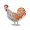 Zinc Alloy Crystal Rhinestone Enamel Brooch, Platinum, Rooster, 71x55.5mm