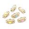 Real 18K Gold Plated Brass Tube Beads, with Enamel, Oval, Mixed Color, 24.5x9x10mm, Hole: 2.5mm