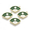 Alloy Charms, with Enamel, Fan with Flower, Light Gold, Green, 10x15x1.5mm, Hole: 1.2mm