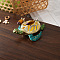 Turtle Alloy Rhinestone Metal Hinged Trinket Boxes, Sea Animal Figurine Collectibles Enamel Cases, Home Decor, Dark Cyan, 9x7x3.5cm