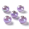 Opaque Brass Cores Acrylic European Beads, Round, Large Hole Bead, Silver, Lilac, 14x10mm, Hole: 5mm