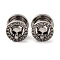 304 Stainless Steel and Alloy Ear Plugs Gauges, Screw Tunnel Ear Expander for Men and Women, Skull, Antique Silver, 12.3x13.5mm