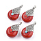 Tibetan Style Resin Pendants, with Alloy & Enamel, teardrop, Antique Silver, Red, 28x16x14mm, Hole: 2~3.5mm