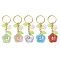 Flower Acrylic Imitation Gemstone Pendant Keychain, with Alloy Enamel Charm and Iron Split Key Rings, Mixed Color, 8cm