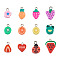 Kissitty Handmade Polymer Clay Charms, with Platinum Tone Iron Findings, Mixed Shapes, Mixed Color, 120pcs/box