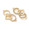 Brass Micro Pave Cubic Zirconia Connector Charms CU-CBA4579-02G-F-3