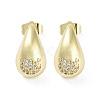 Teardrop Rack Plating Brass Cubic Zirconia Stud Earrings for Women EJEW-B047-02G-04-1