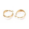 Twist Brass Hoop Earrings EJEW-T047-100G-3