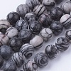 Natural Netstone Round Beads Strands G-G735-90-8mm-1