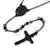 Men's Rosary Bead Necklace with Crucifix Cross NJEW-I011-4mm-04-3