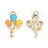 Light Gold Plated Alloy Pendants X-ENAM-T009-16B-1