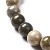 Natural Silver Leaf Jasper Round Beads Stretch Bracelet for Men Women BJEW-JB06824-01-4