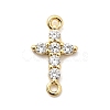 Brass Pave Clear Cubic Zirconia Connector Charms KK-H529-39B-G-1
