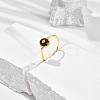 925 Sterling Silver & Clear Cubic Zirconia & Natural Agate Finger Rings FS-WG1BD13-01-2