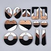 14Pcs 7 Styles Opaque Resin & Walnut Wood Pendants RESI-N053-18-1