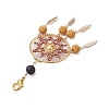 Woven Web/Net with Feather Glass Seed Beads Pendant Decorations HJEW-MZ00074-6