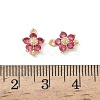 Brass Pave Cubic Zirconia Flower Links Connector Charms KK-H089-34G-05-5