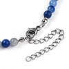 Natural Blue Aventurine(Dyed & Heated) 4.5mm Round Beaded Flower Pendant Necklaces NJEW-T016-04E-6