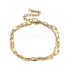 Ion Plating(IP) 304 Stainless Steel Paperclip & Dapped Chains Double Layer Multi-strand Bracelet for Women BJEW-G667-12G-1