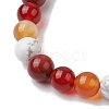 8.5mm Round Natural Carnelian & Howlite & Carnelian & Red Jasper Bead Stretch Bracelets for Women BJEW-JB10944-01-2