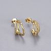Brass Micro Pave Cubic Zirconia Stud Earrings EJEW-K083-12G-B-1