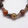 Natural Indian Agate 3-Hole Guru Bead Strands G-K149-15-2