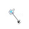 304 Stainless Steel Pave Cubic Zirconia Straight Barbell Tongue Rings FS-WG7AF88-08-1