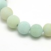 Frosted Natural Flower Amazonite Round Bead Strands G-M064-4mm-07-2