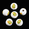 Easter Theme Printed Wood Beads WOOD-T032-22O-1