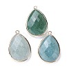 Faceted Natural Green Aventurine Pendants G-M356-A02-LG-1