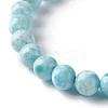 Natural Larimar/Pectolite Round Beaded Stretch Bracelet BJEW-A120-01B-4